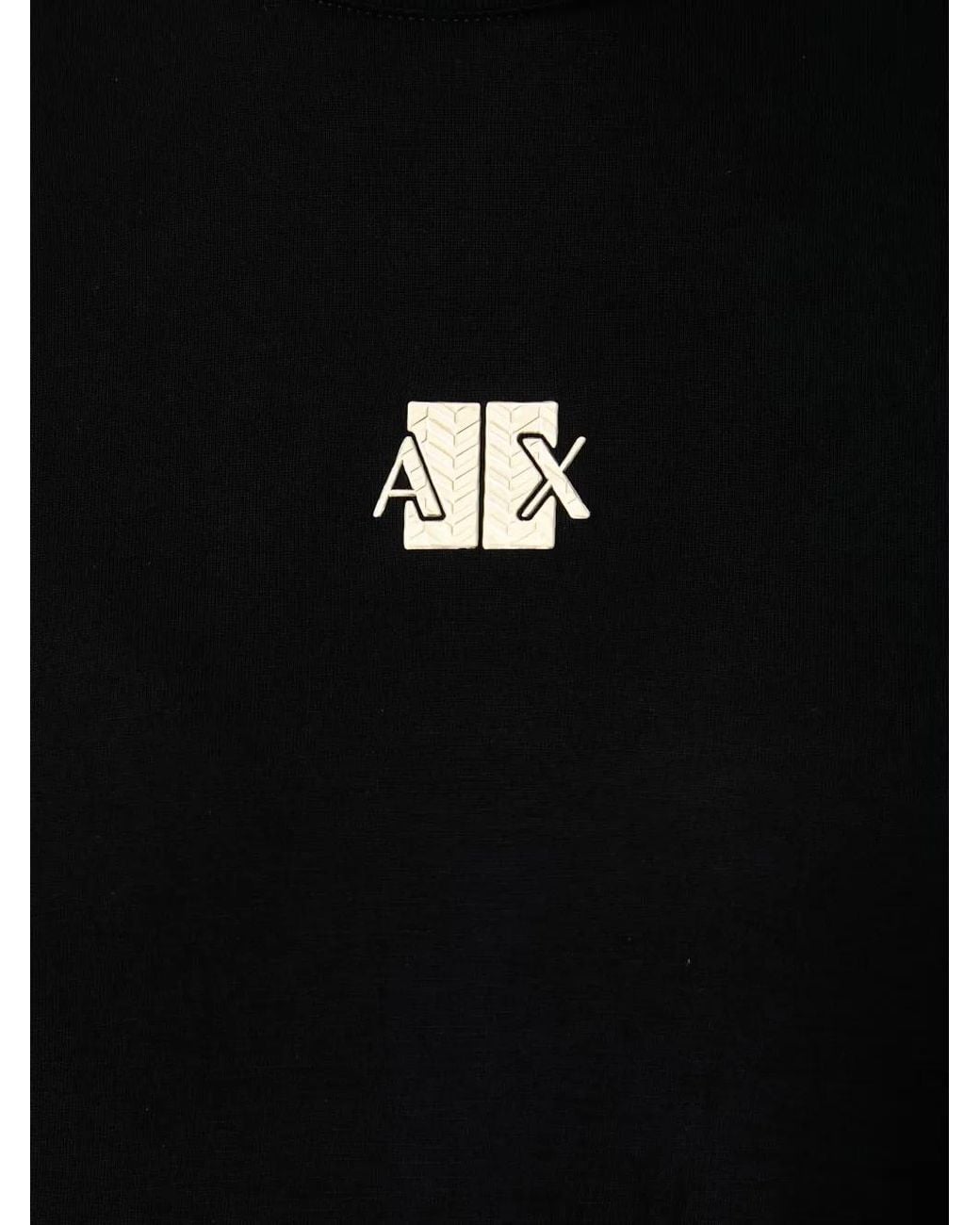 ARMANI EXCHANGE Black Logo-Plaque T-Shirt