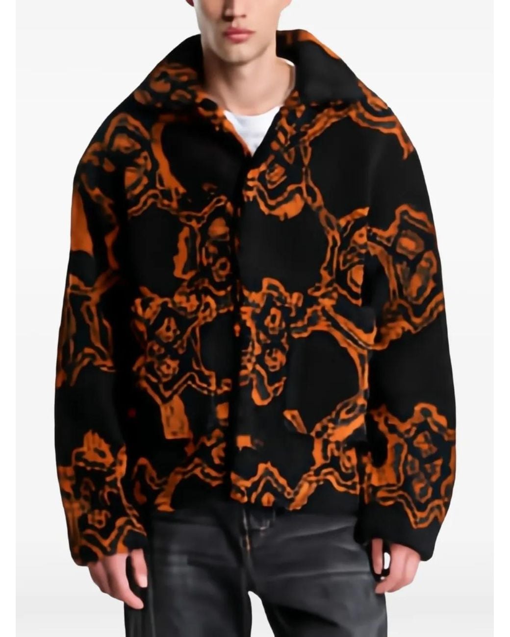 Daily Paper Black Burned Shield Faux-Fur Jacket for men