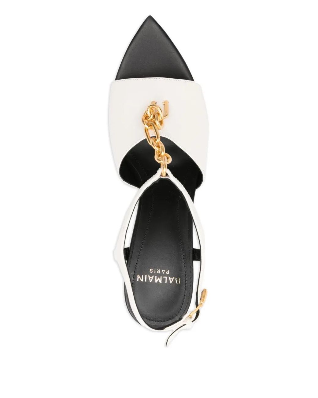Balmain White 95Mm Chain-Embellished Pointed-Toe Sandals