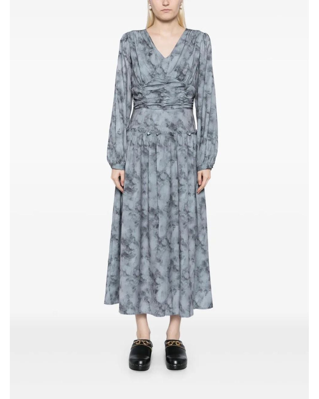 B+ AB Gray Marble Pattern Maxi Dress
