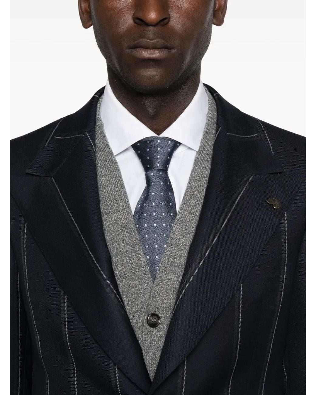 Gabriele Pasini Black Single-Breasted Pinstripe Suit for men