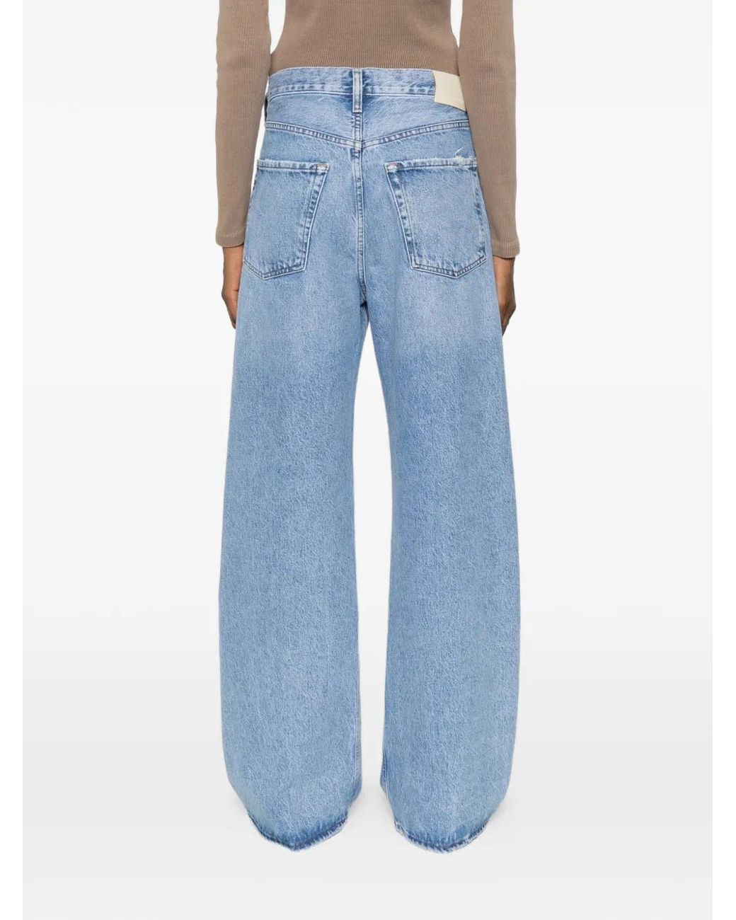 Citizens of Humanity Blue Ayla Faded-Effect Wide-Leg Jeans