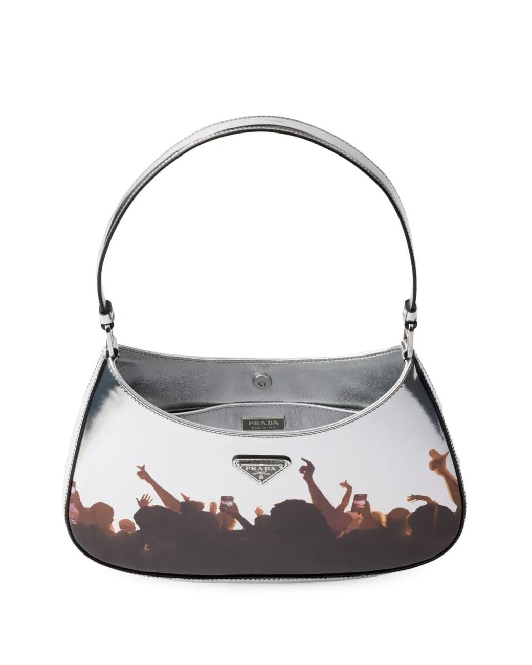 Borsa a spalla Cleo in pelle argento di Prada in Black
