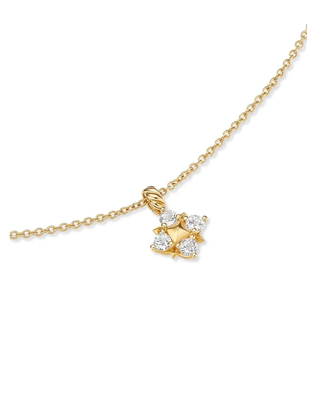 David Yurman White 18Kt Modern Renaissance Pyramid Diamond Pendant Necklace (1.1Mm)