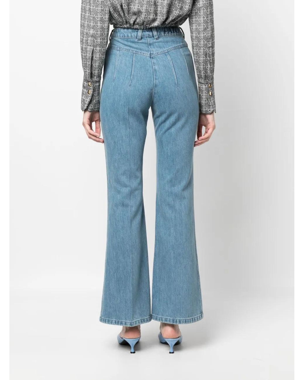 Patou Blue Belt-Loop Buttoned Jeans