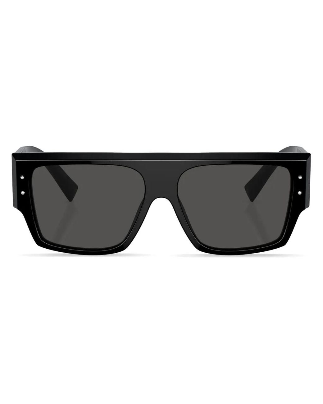 Dolce & Gabbana Black Logo-Print Rectangle-Frame Sunglasses