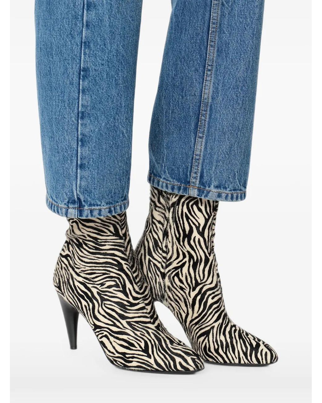 Isabel Marant Black Jany Zebra-Print Ankle Boots