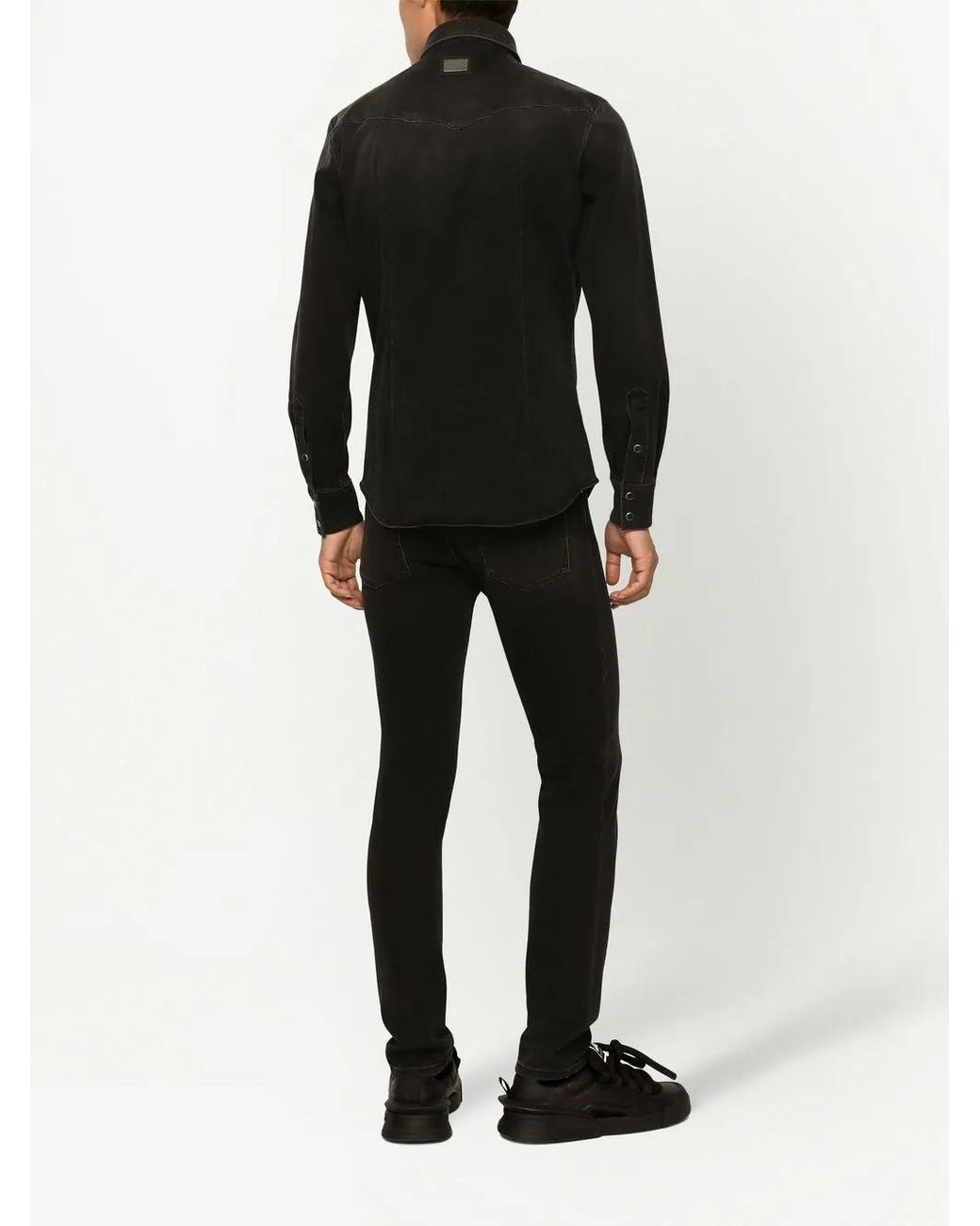 Dolce & Gabbana Black Button-Up Denim Shirt for men