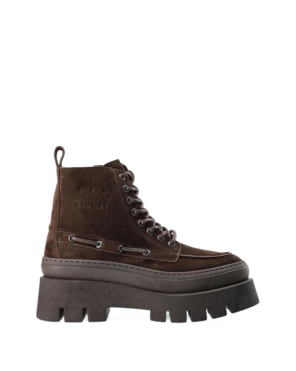 COPENHAGEN Brown Platform Lace-Up Boots