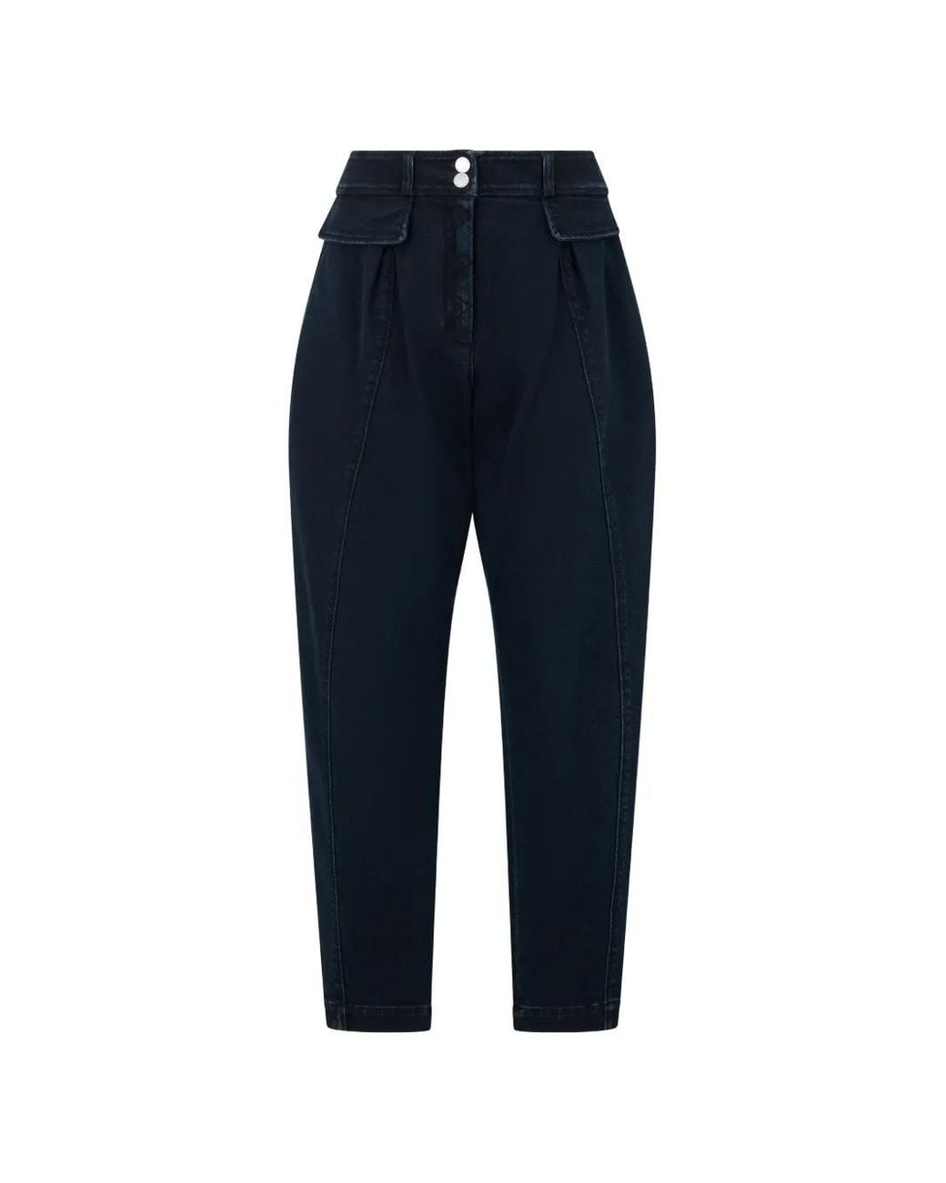 Alberta Ferretti Blue Pleat-Detail Trousers