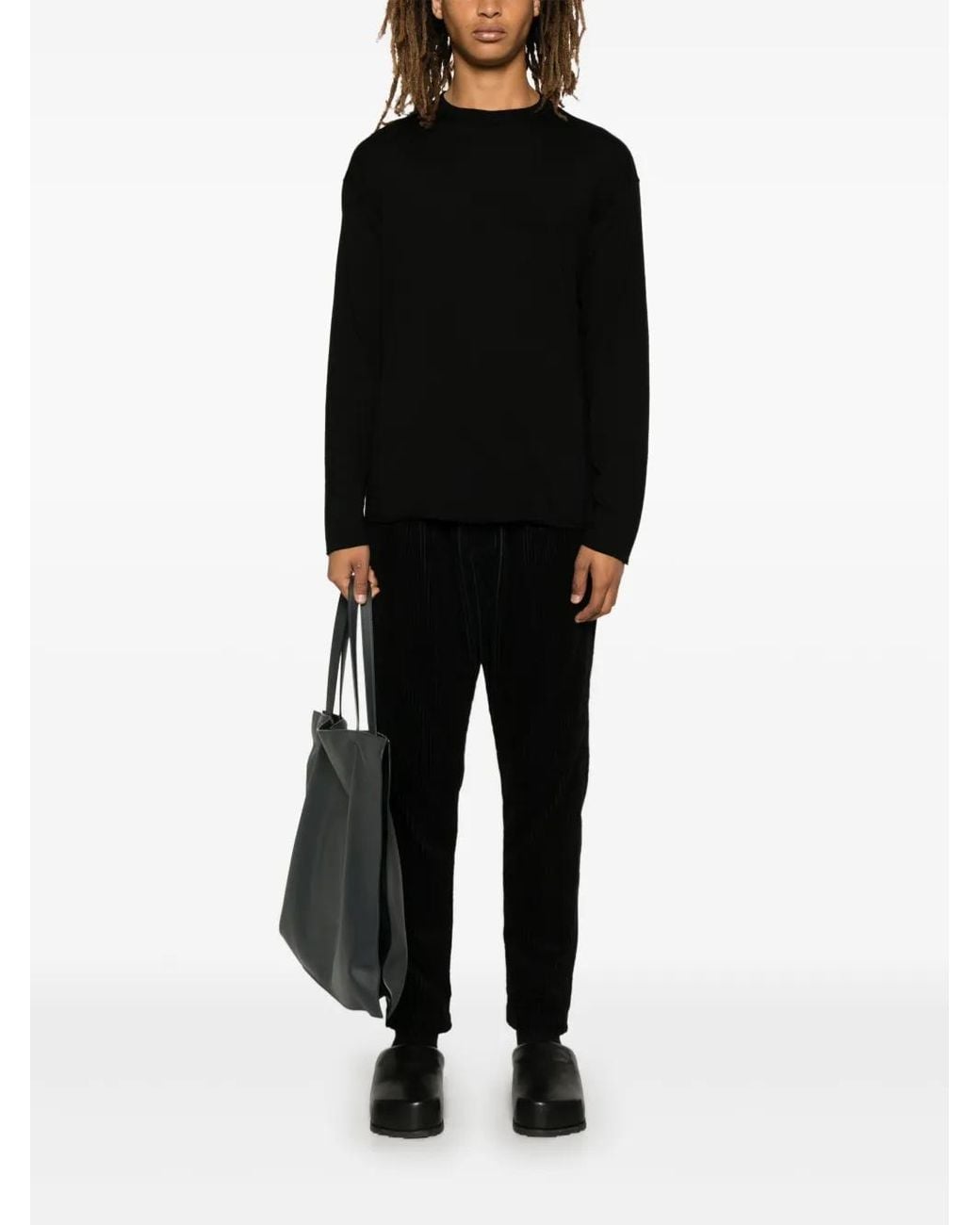 Transit Black Virgin Wool Crew-Neck Sweater for men