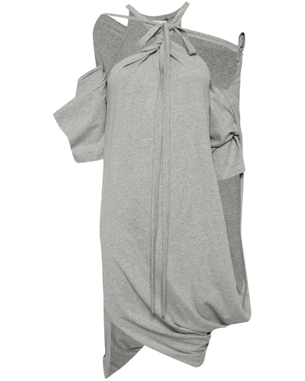 Pushbutton Asymmetrisch Gedrapeerde Jurk in het Gray