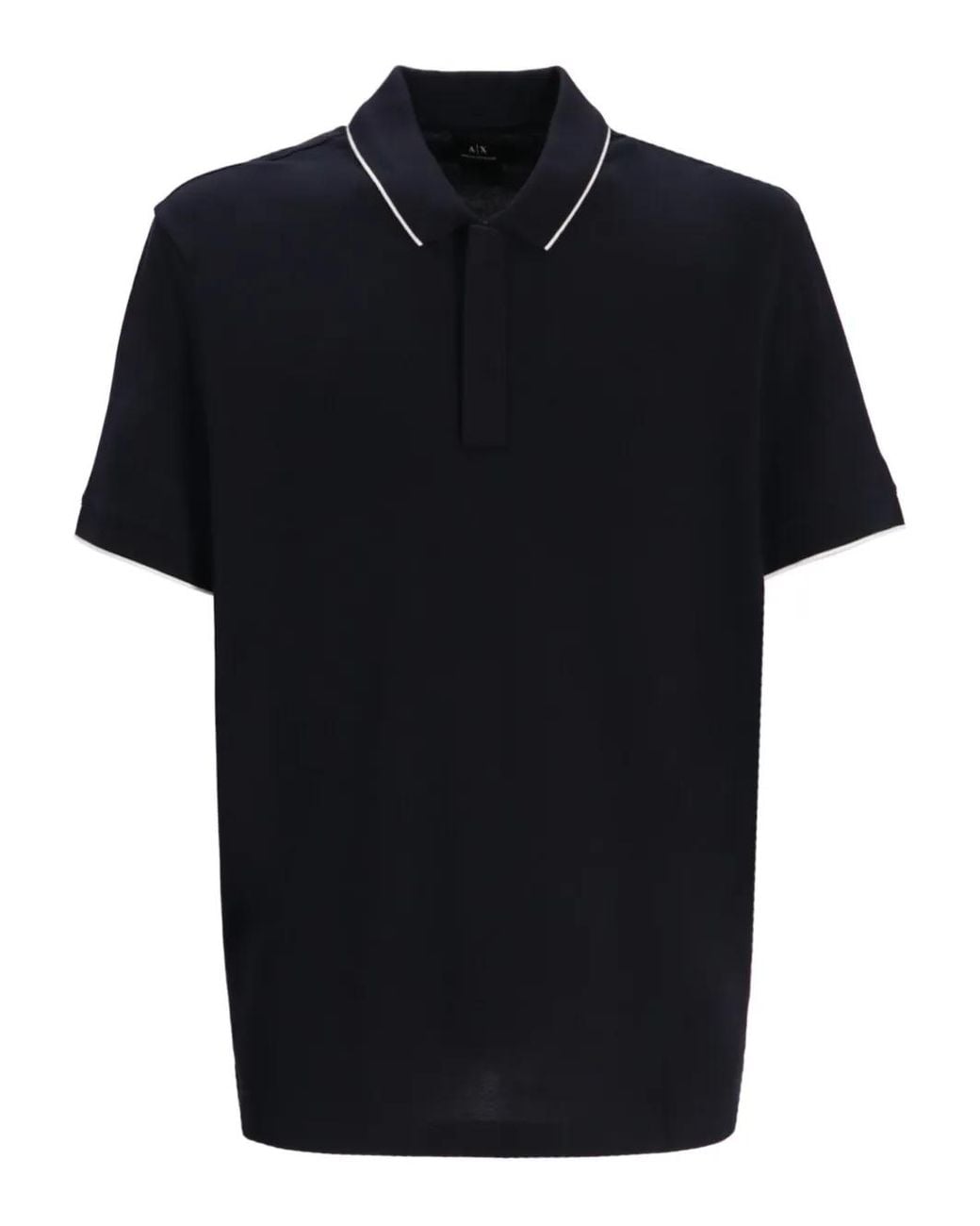 ARMANI EXCHANGE Black Contrast-Collar Polo Shirt for men