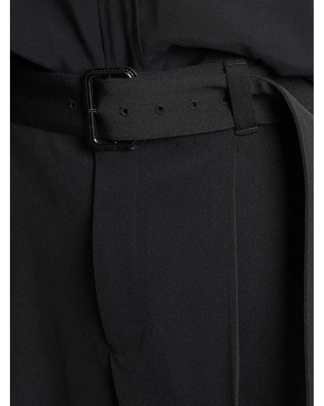 Emporio Armani Black Belted Pleated Trousers for men