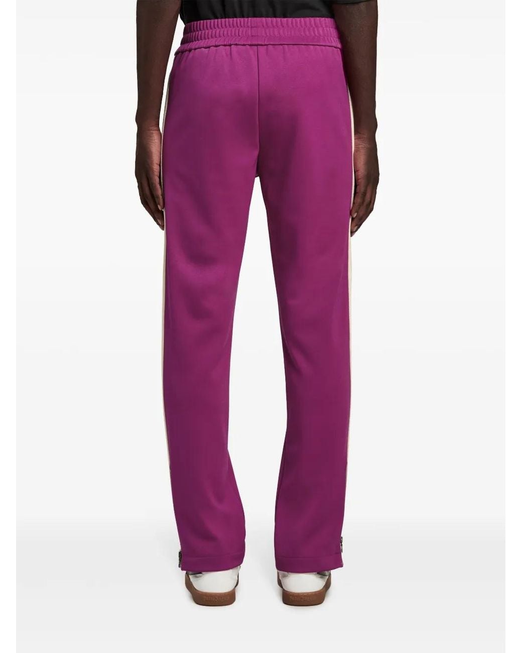 Palm Angels Purple Contrast Band Joggers With Track In for men