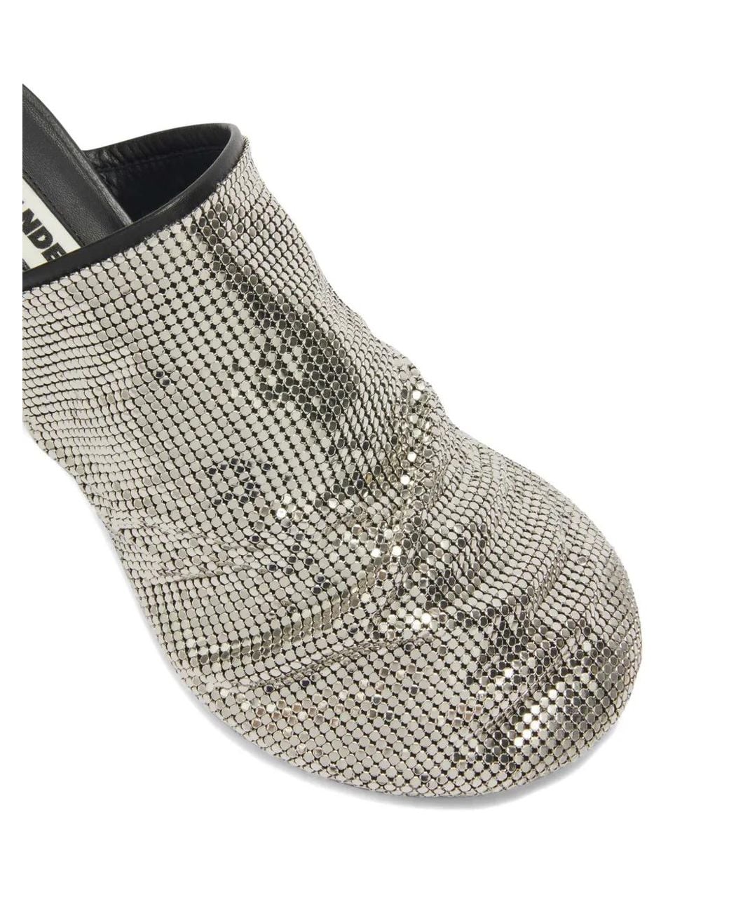 Jil Sander Gray Sequin-Mesh Mules