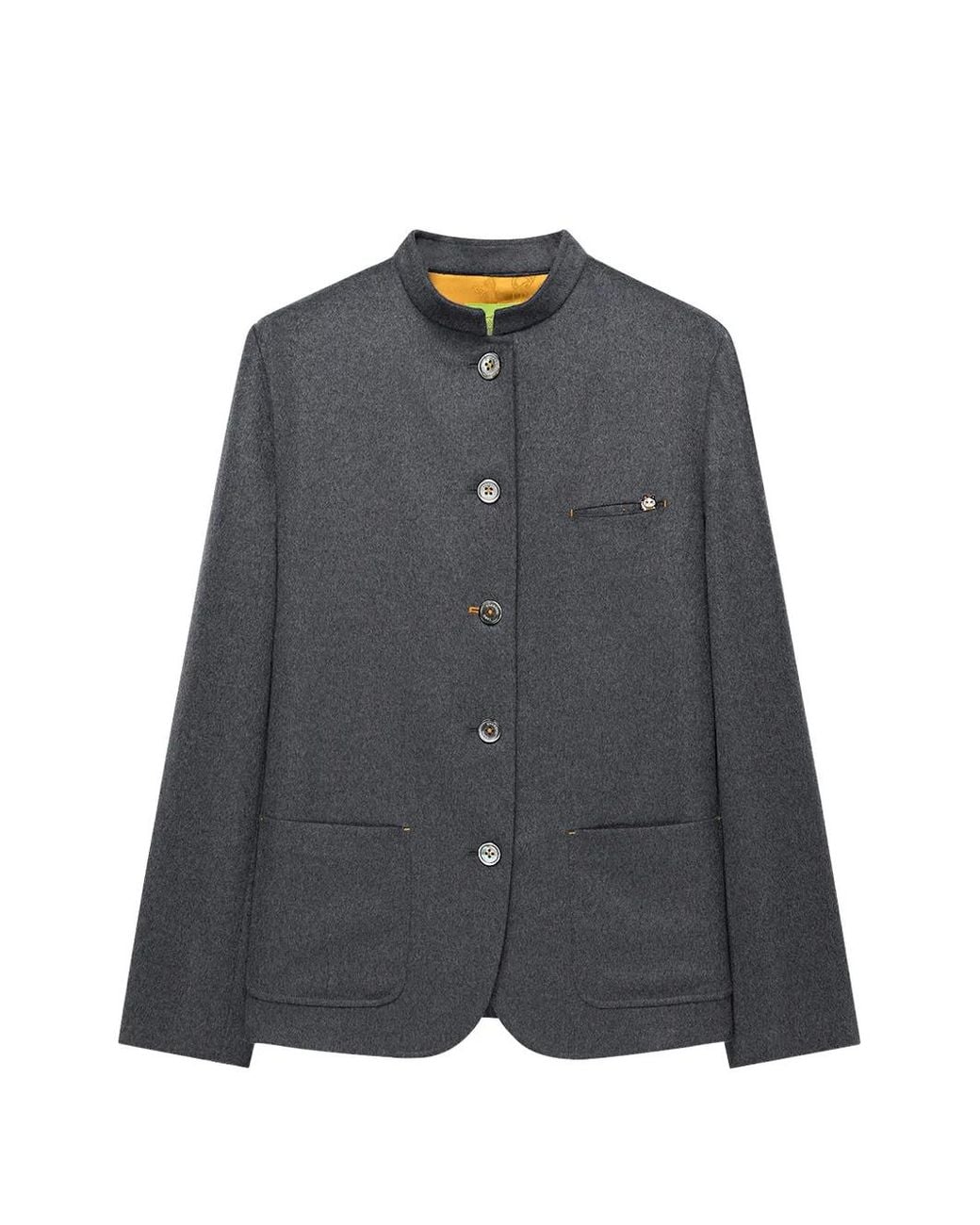 Shanghai Tang Gray Lucky Egg Five-Button Mandarin-Collar Jacket