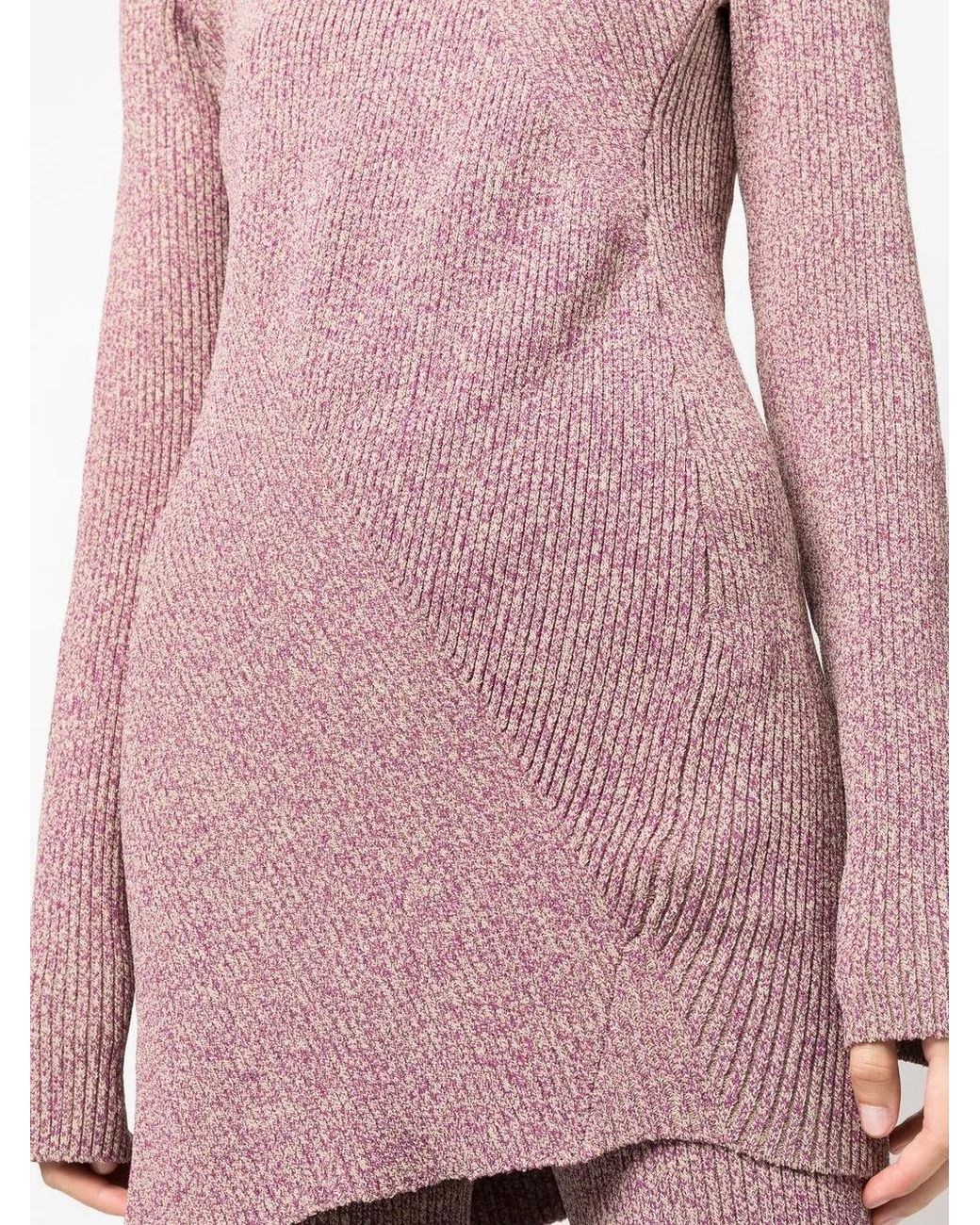 Remain Pink Mélange-Knit Asymmetrical Jumper