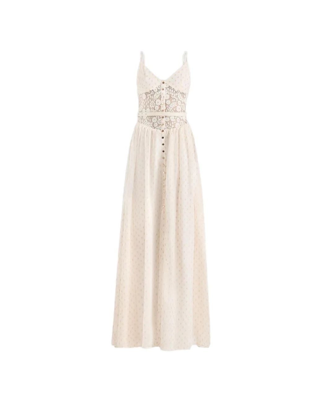 Manière De Voir White Rosie Lace Corset Maxi Dress