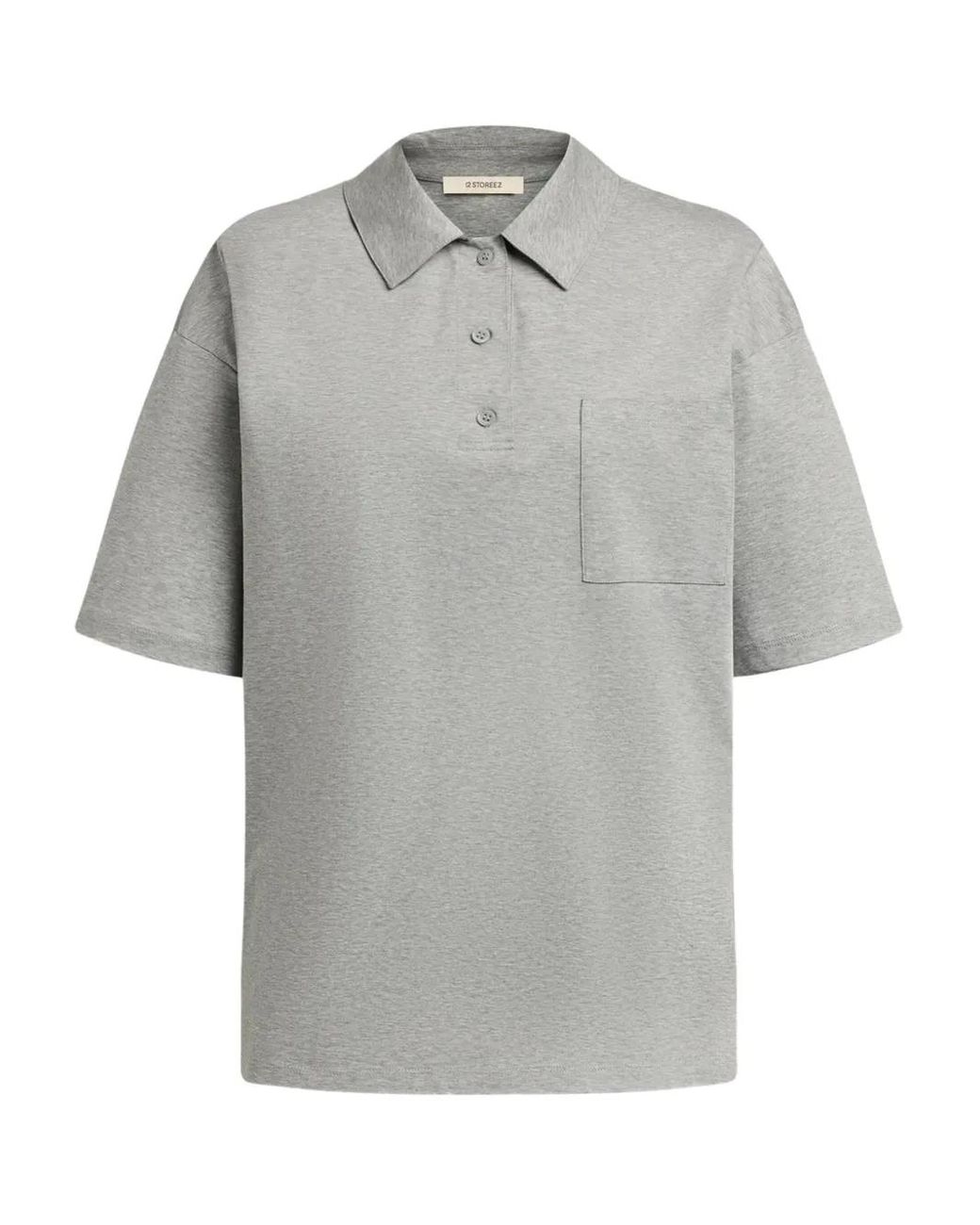 12 STOREEZ Gray Pocket-Detail Polo T-Shirt