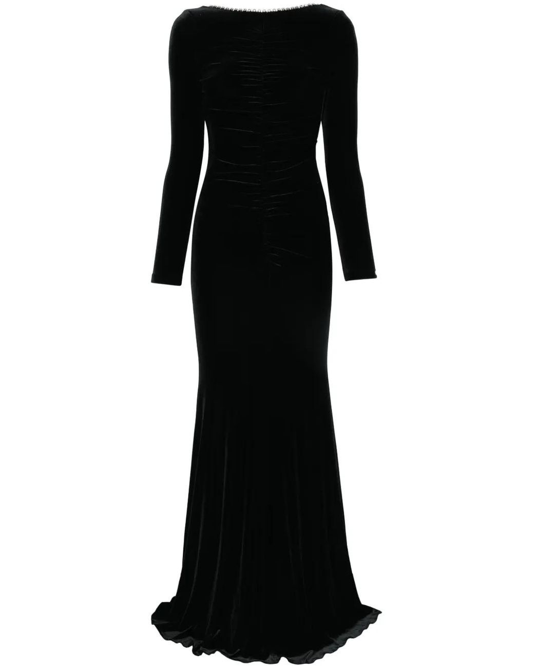 Nissa Black Backless Velvet Maxi Dress