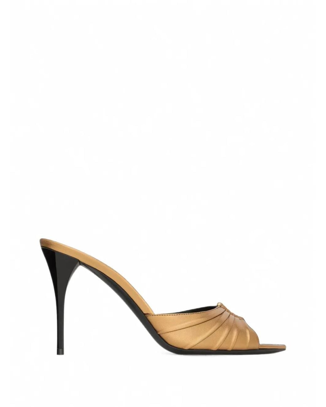 Saint Laurent Metallic Babylone Leather Sandals