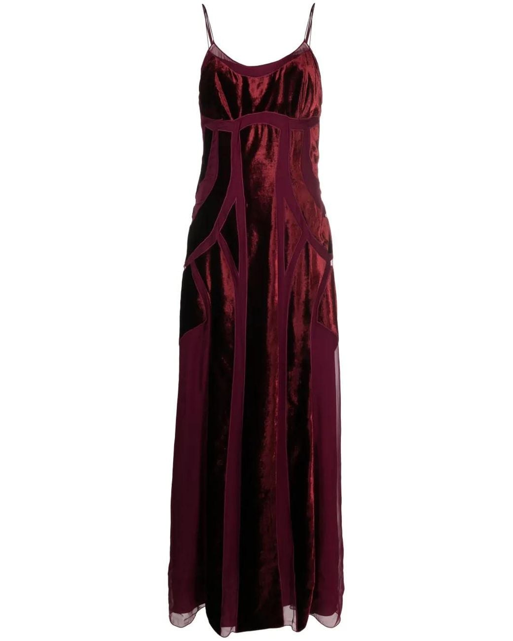 Alberta Ferretti Purple Panelled Sleeveless Velvet Gown