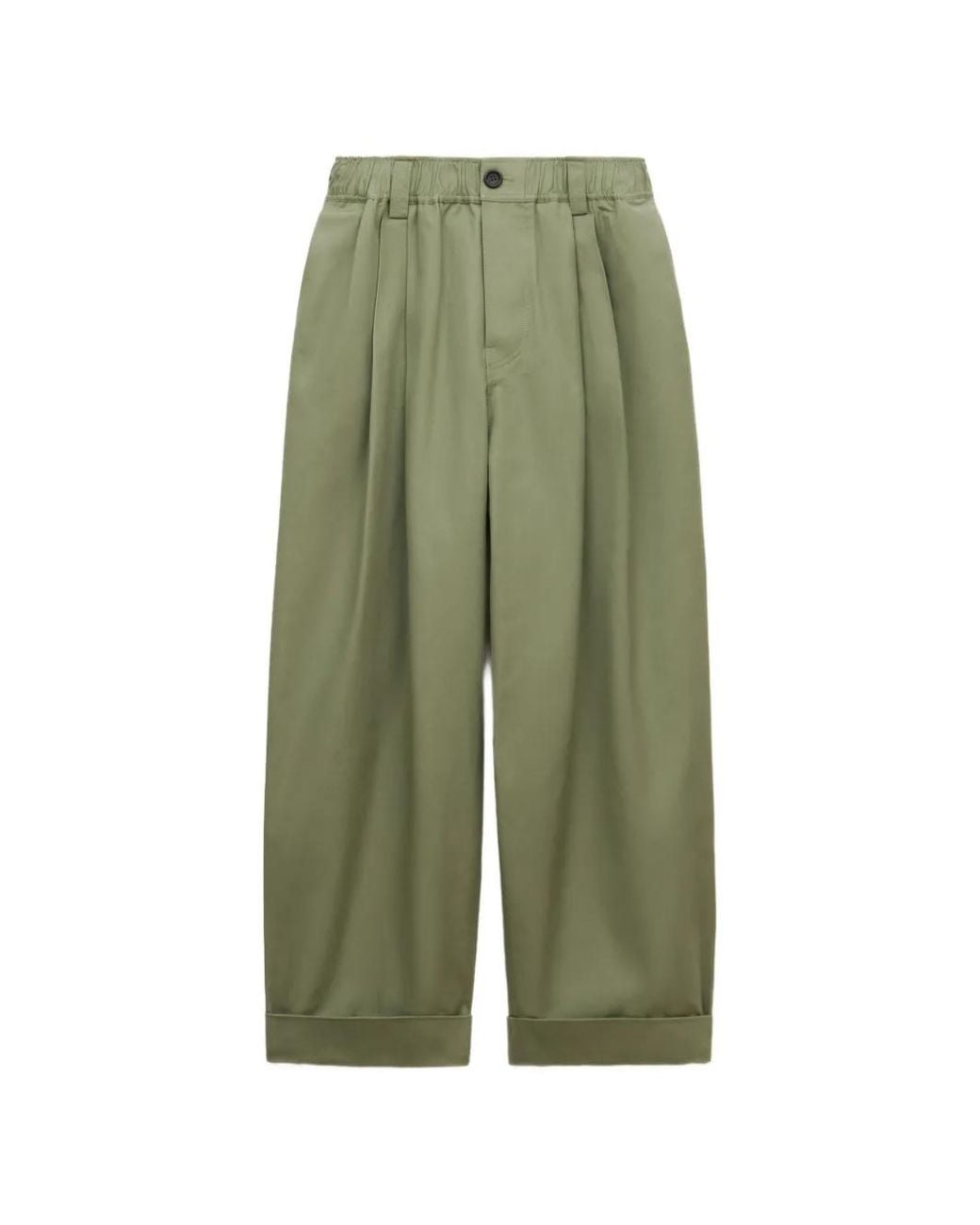 Marni Green Canvas Pants With Pleats