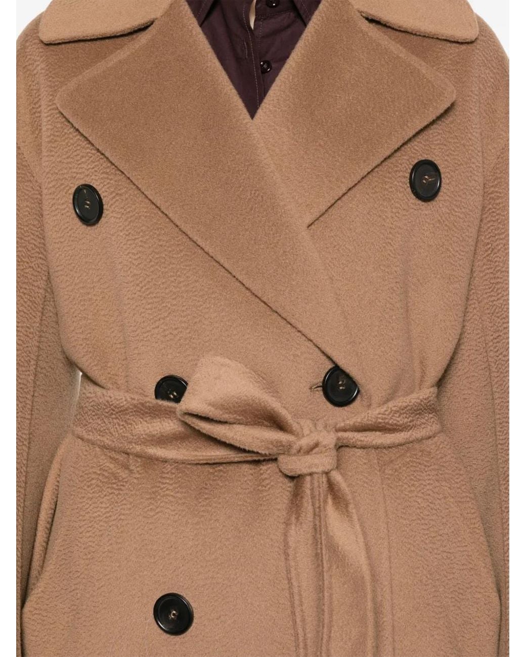 Max Mara Natural Double-Breasted Belted Coat