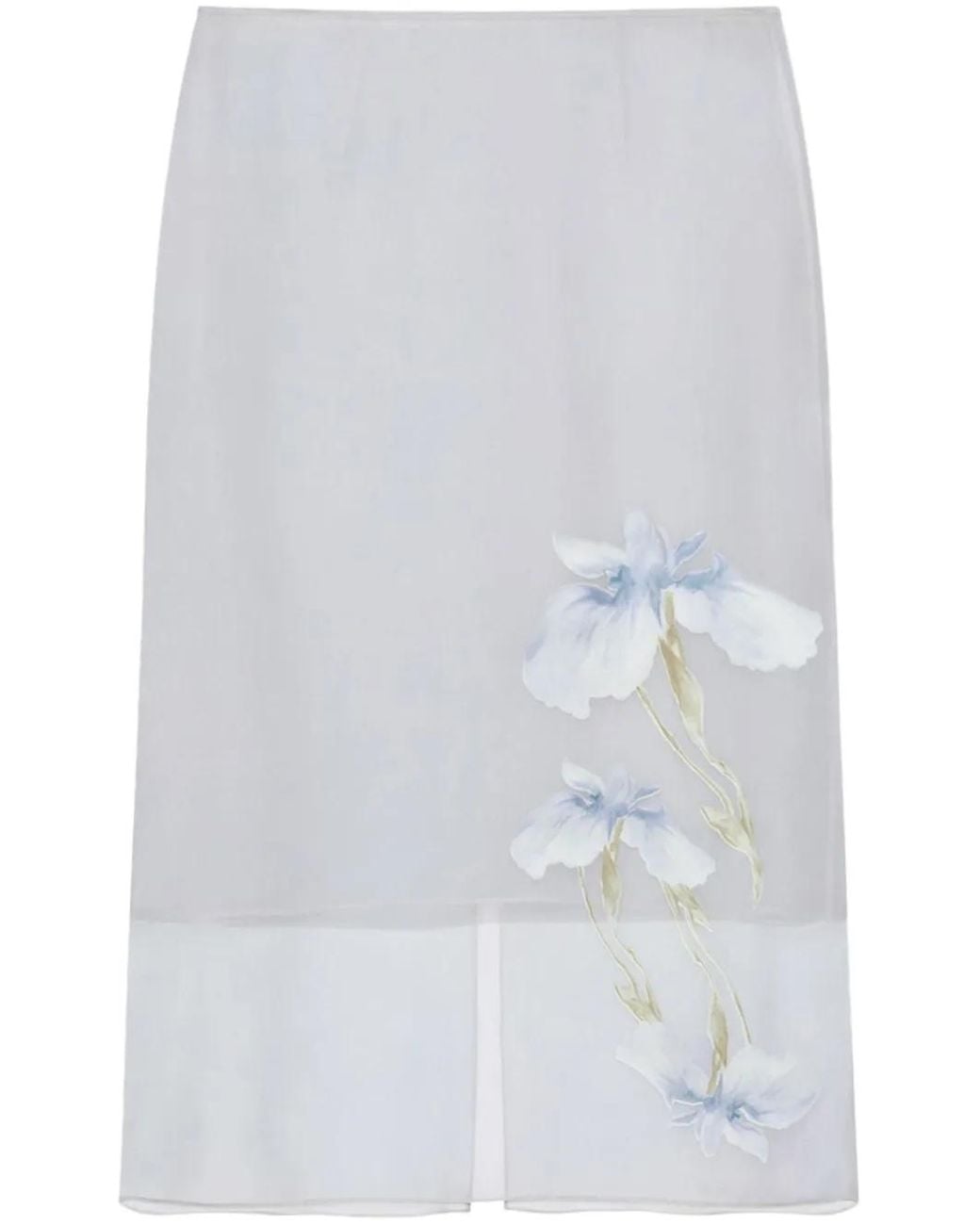 Givenchy White Floral-Print Midi Skirt
