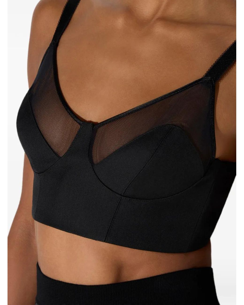 Elisabetta Franchi Black Cool Wool And Tulle Top