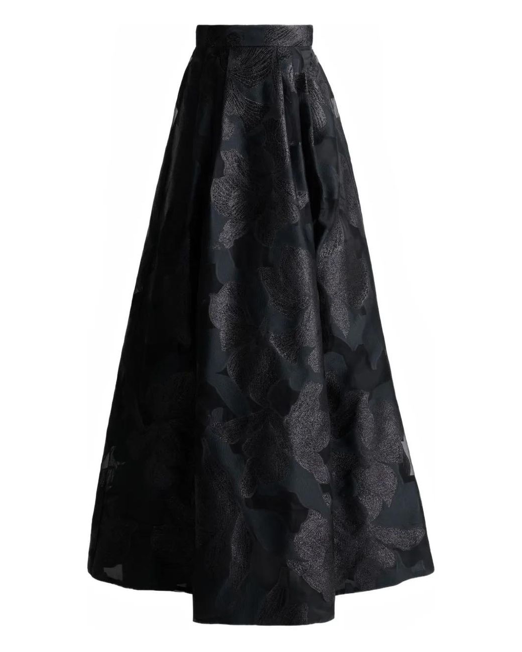 St. John Black Floral Maxi Skirt