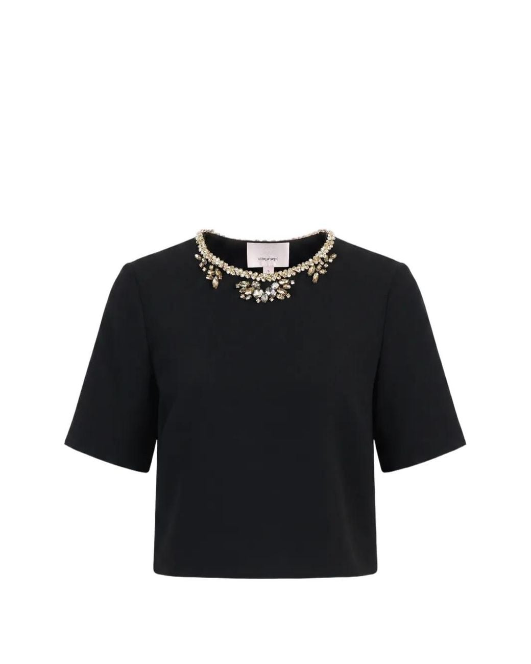 Cinq À Sept Black Adona Crystal-Embellished Top
