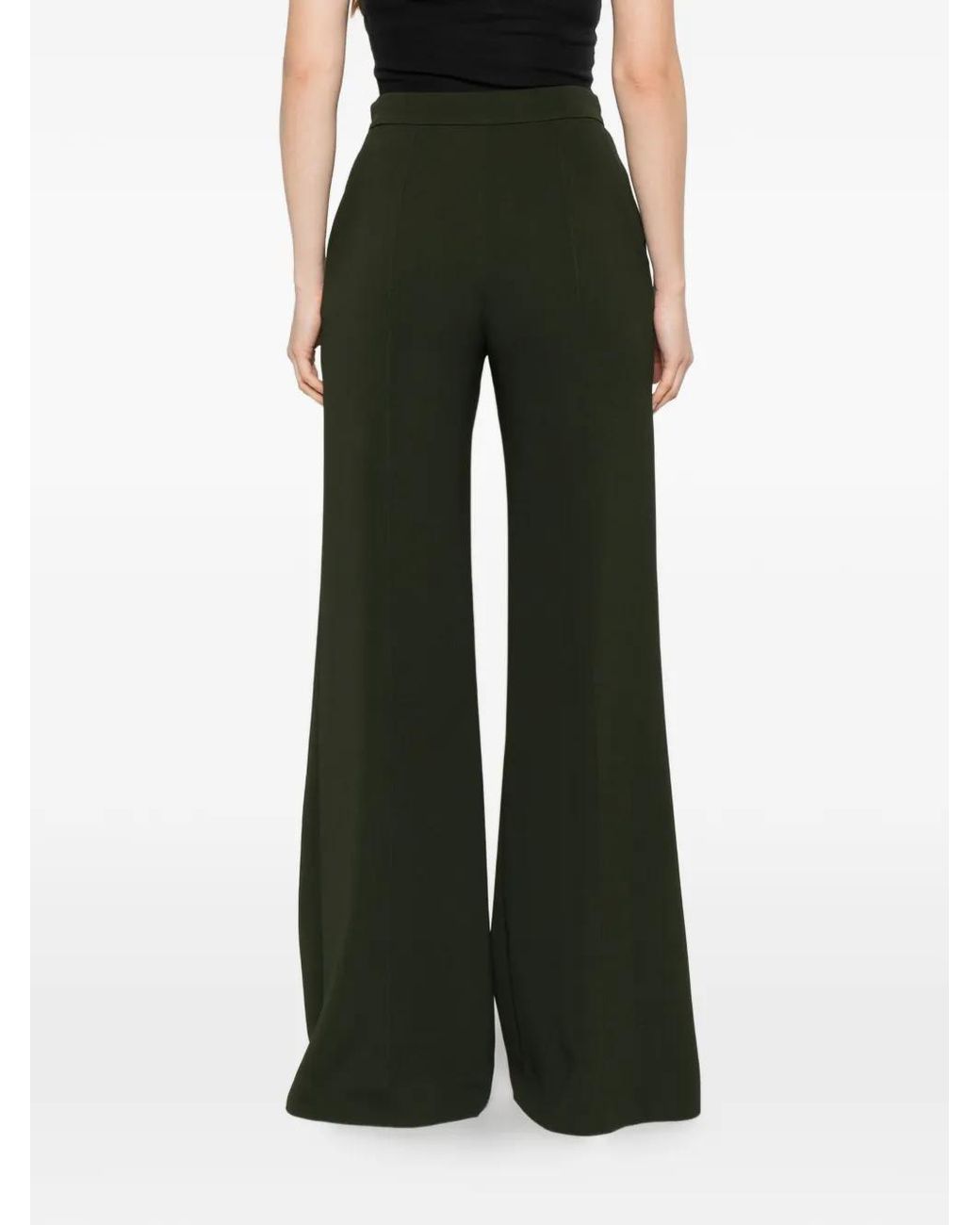 Elie Saab Green Pressed-Crease Trousers