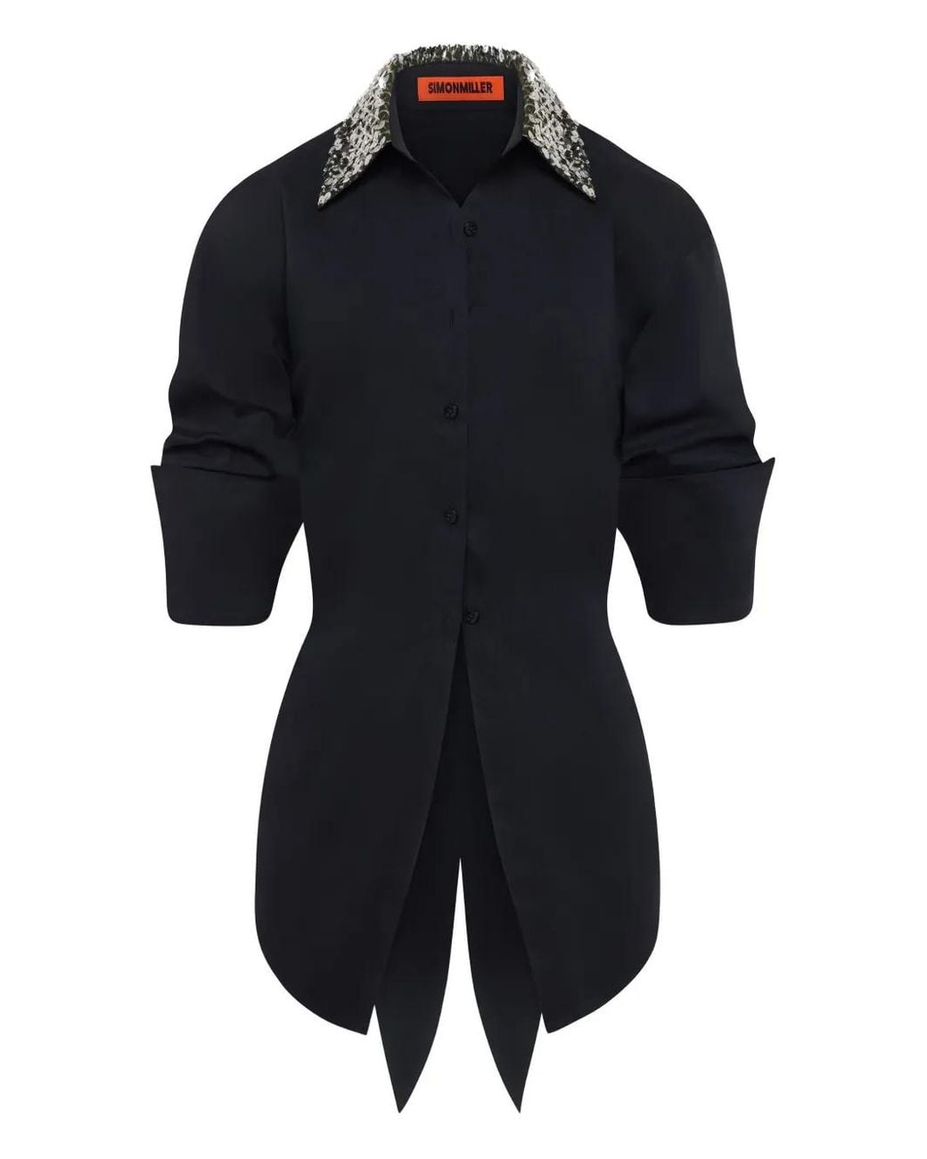 Simon Miller Black Embellished-Loch Button-Up Shirt