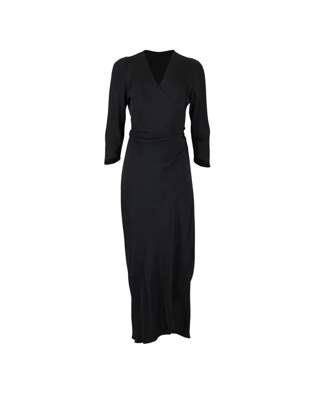 Peter Cohen Black Sleevesign Wrap Dress