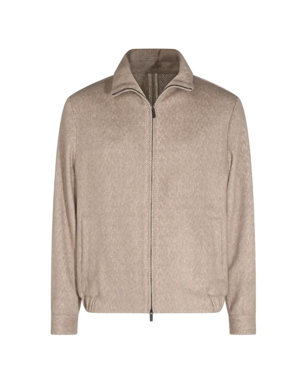 Altea Natural Arden Herringbone-Pattern Zip-Up Jacket for men