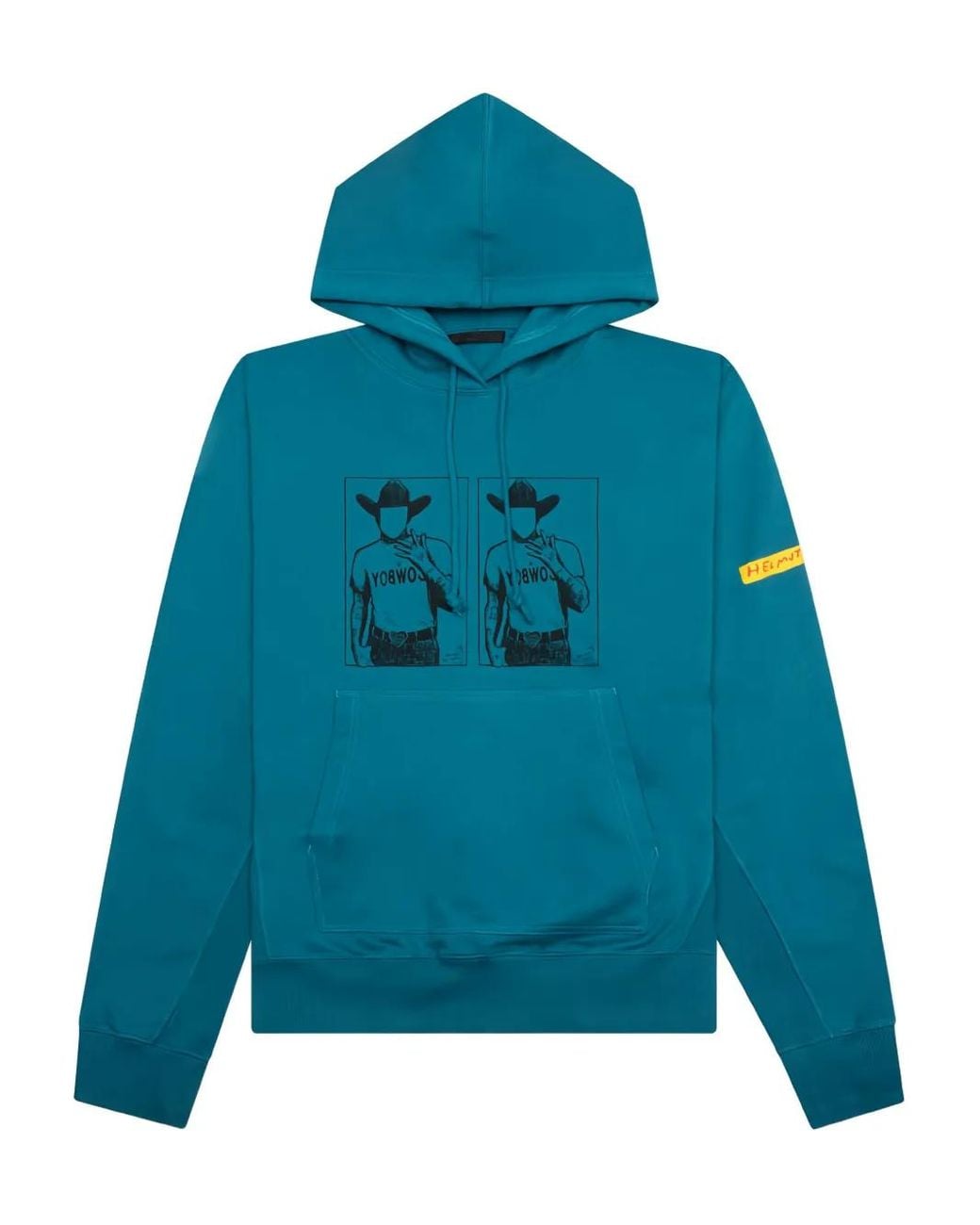 Helmut Lang Blue Cowboy-Print Hoodie for men