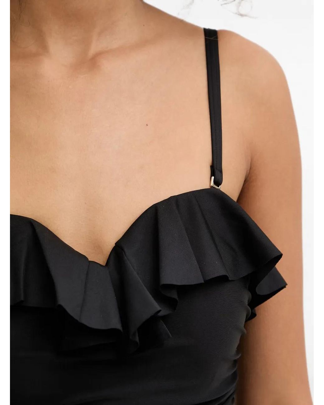 DKNY Black Ruffled Ruched Swimsuit