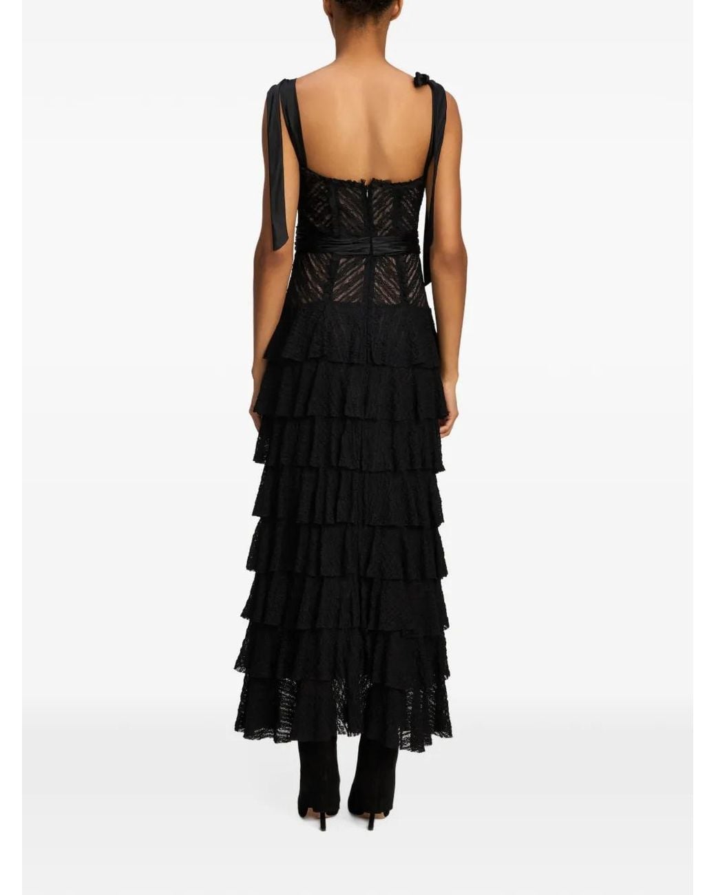 Cinq À Sept Black Sabrina Lace Nini Tiered Maxi Dress