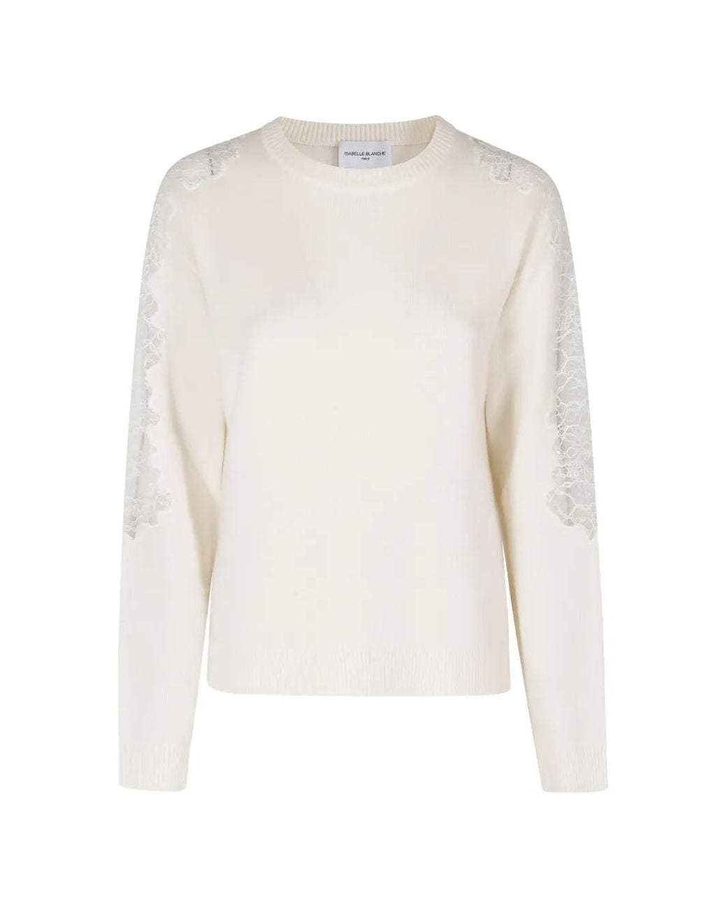 Isabelle Blanche White Lace-Panel Sweater