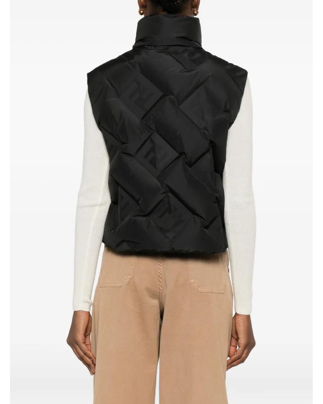 Fendi Black Puffy Jacquard Gilet