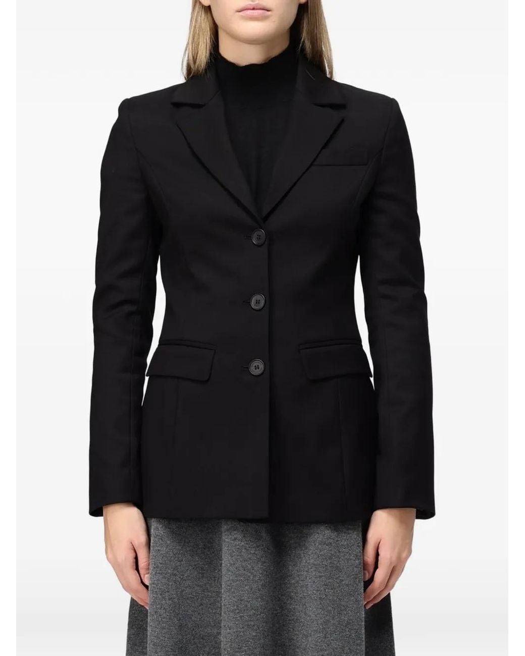 Mar De Margaritas Black Single-Breasted Tailored Blazer
