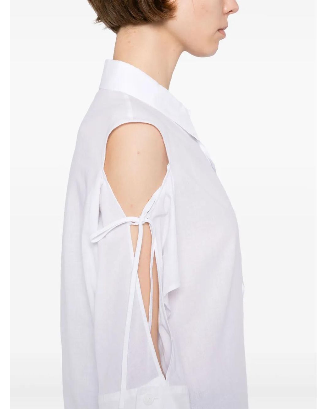 Yohji Yamamoto White Asymmetrical-Shoulder Shirt