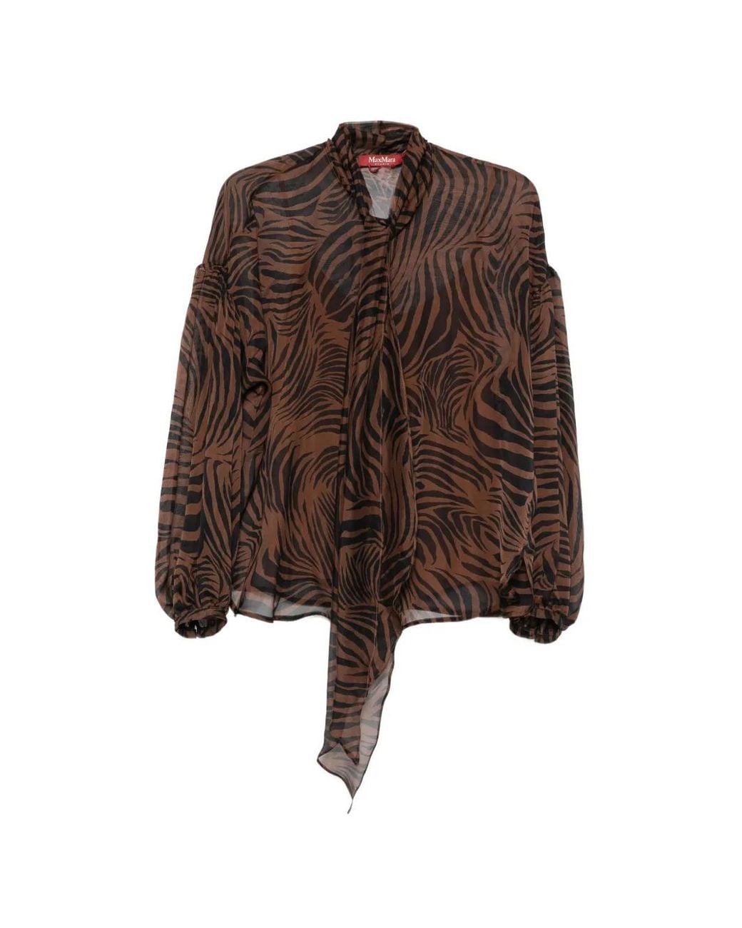 Max Mara Brown Satin-Finish Shirt