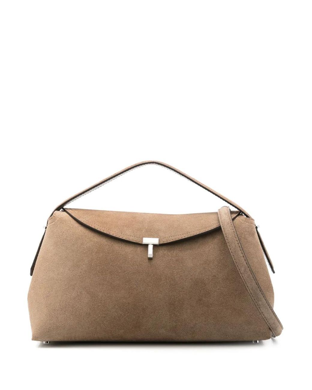 Totême Brown T-Lock Suede Top Handle Bag