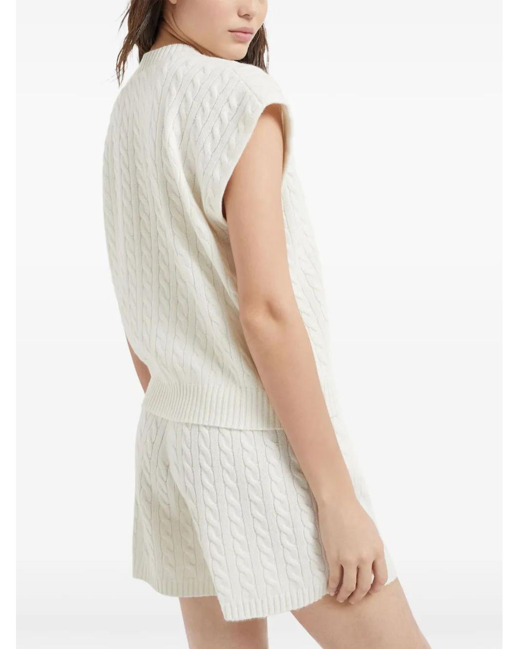 Brunello Cucinelli White Logo-Patch Vest