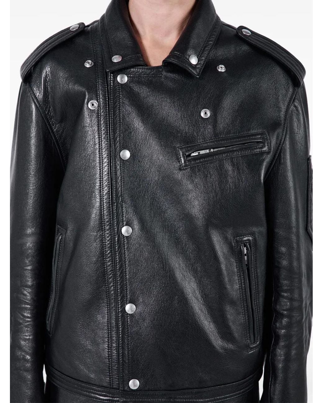 Prada Leren Bikerjack in het Black
