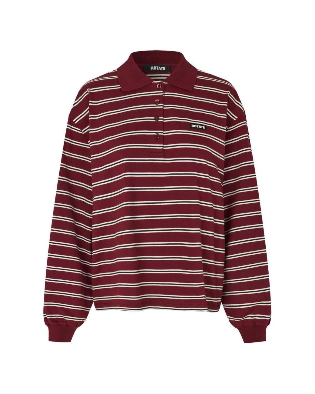 ROTATE BIRGER CHRISTENSEN Red Striped Long-Sleeve Polo Shirt