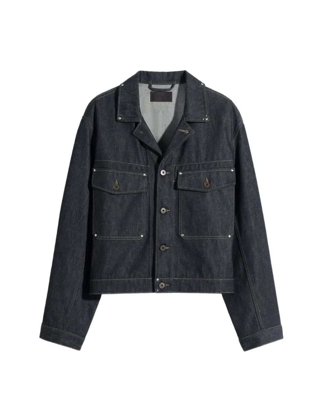 Lemaire Black Trucker Jacket With Studs for men